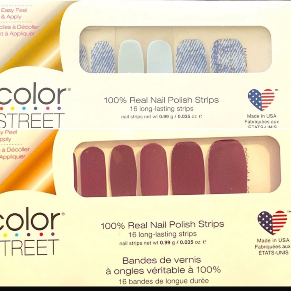 NWT SET of 2 New Color Street 100% Real Nail Polish Strips beautiful colors